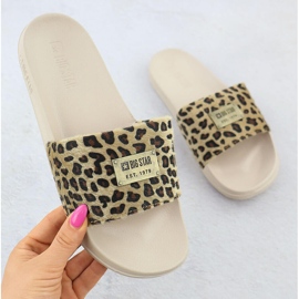 Big Star Women's leopard leopard flip flops pool beige SS274715 1