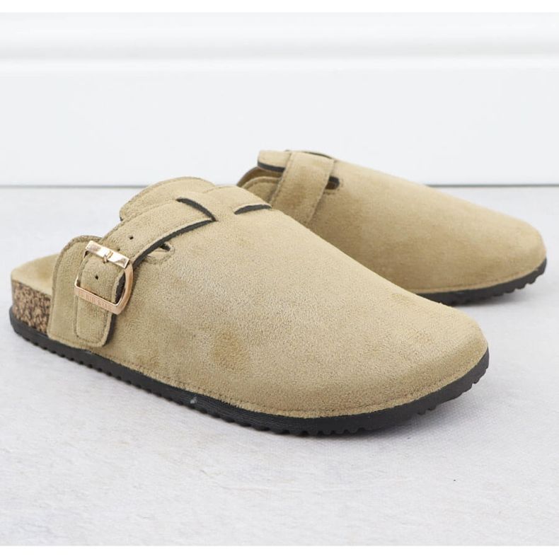 Women's slippers built -in suede beige Big Star SS274738 2