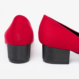 Goodin Red pumps with a bow and a varnished nose 2