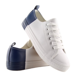 Bicolor white sneakers BK378 WHITE / D.BLUE 1