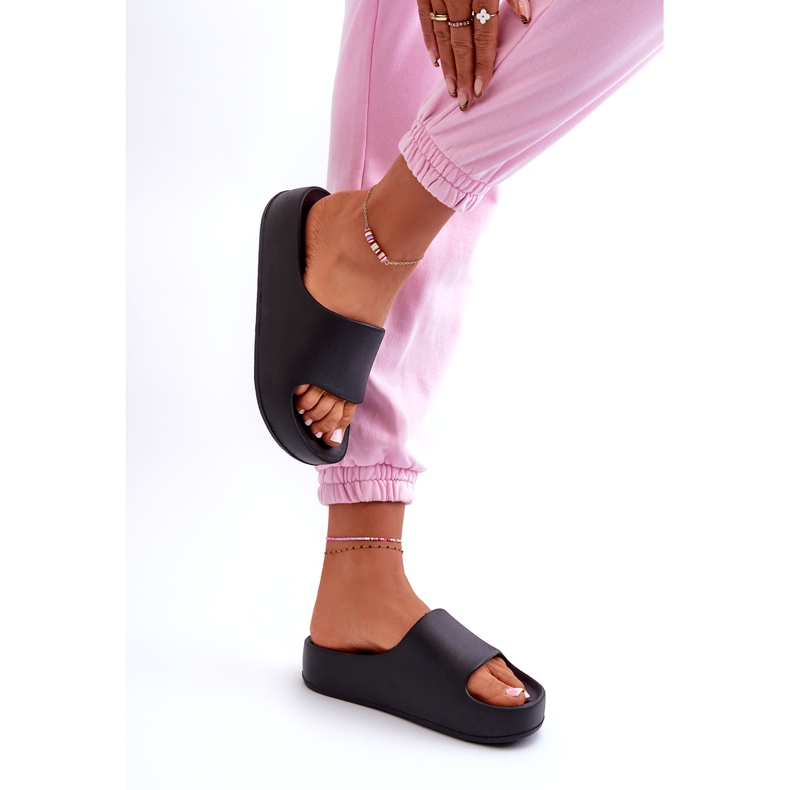 Women's flip flops on the platform black foam 3