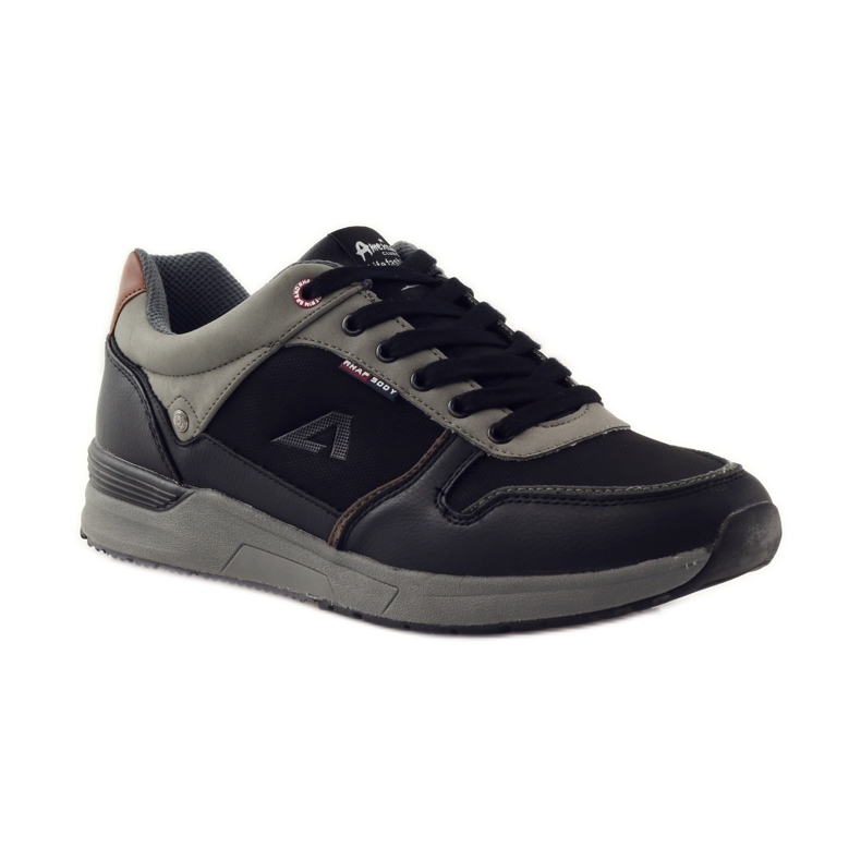 American Club American 610184 black men's sports shoes grey 1