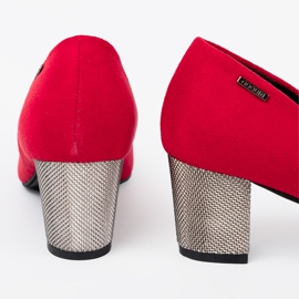 Goodin Red women's pumps on a silver post 2