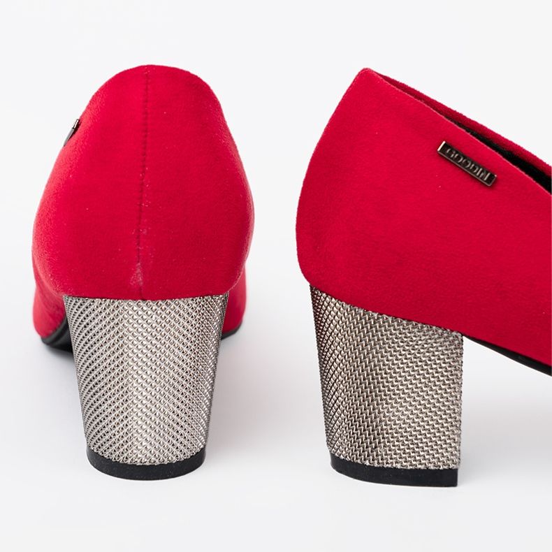 Goodin Red women's pumps on a silver post 2