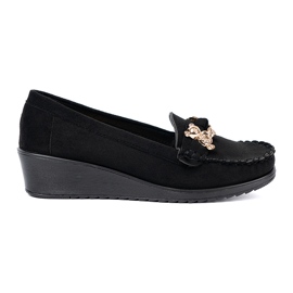 Shelvt Black suede shoes with a decorative teddy bear 2