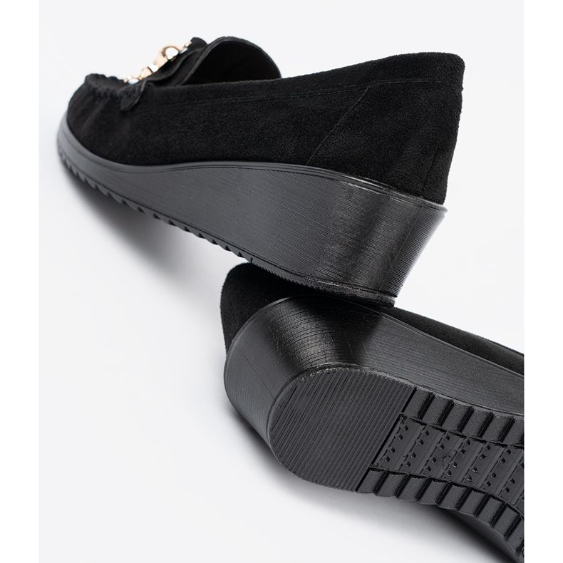 Shelvt Black suede shoes with a decorative teddy bear 1