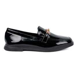 Shelvt Elegant varnished loafers with a golden decoration black 2 Shelvt Elegant varnished loafers with a golden decoration black 2