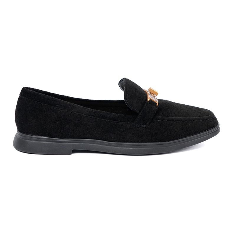 Shelvt Black suede loafers with an elegant golden decoration 1 Shelvt Black suede loafers with an elegant golden decoration 1