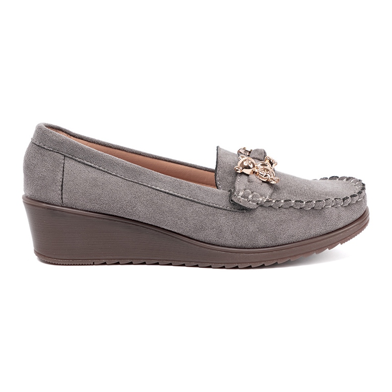 Shelvt Gray shoes with a golden teddy bear grey 2