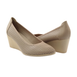 M.Daszyński Women's wedge pumps Daszyński 113 beige 3