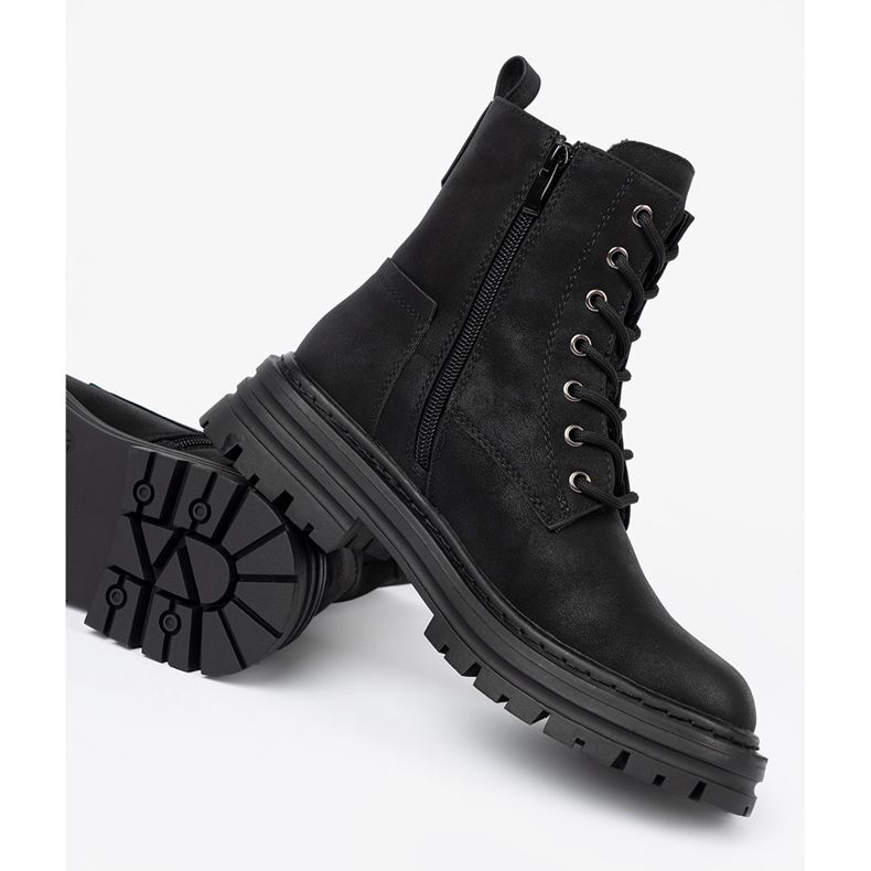 Black women's shoes with lacing and tread Sergio Leone 1