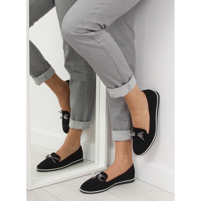Black women's loafers JN-182 black 1