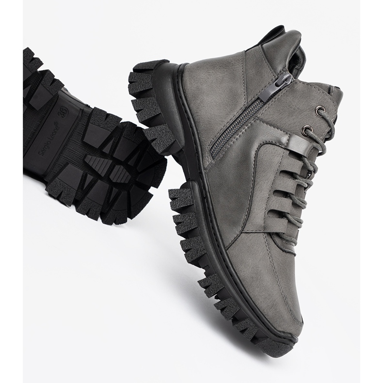 Sergio Leone thick lace -up trapers with thick sole grey 1 Sergio Leone thick lace -up trapers with thick sole grey 1