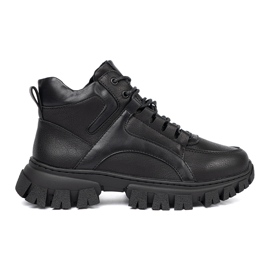 Black lace -up hiking boots with a thick sole Sergio Leone 2