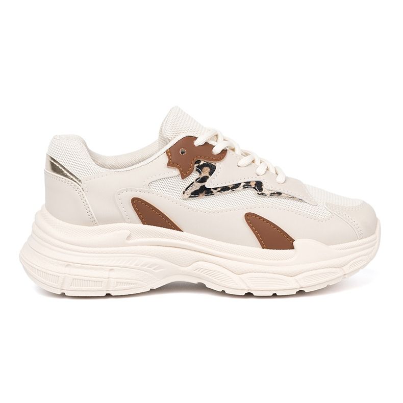 Shelvt Women's beige sneakers with a thick sole 2 Shelvt Women's beige sneakers with a thick sole 2