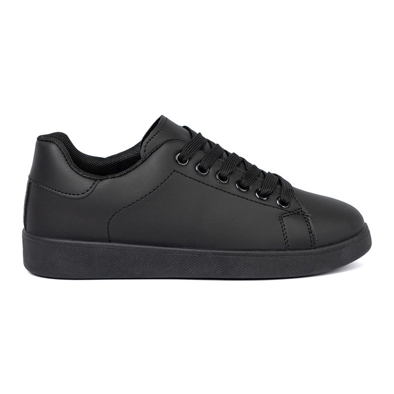 Shelvt Black sneakers with a matte finish and lacing 2