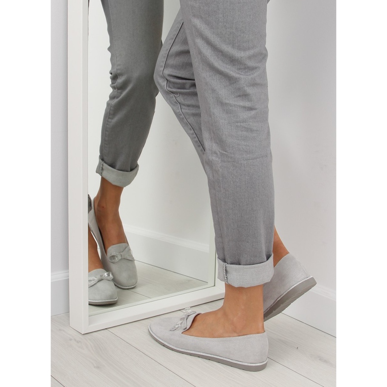 Gray Women's gray loafers JN-182 gray grey 2