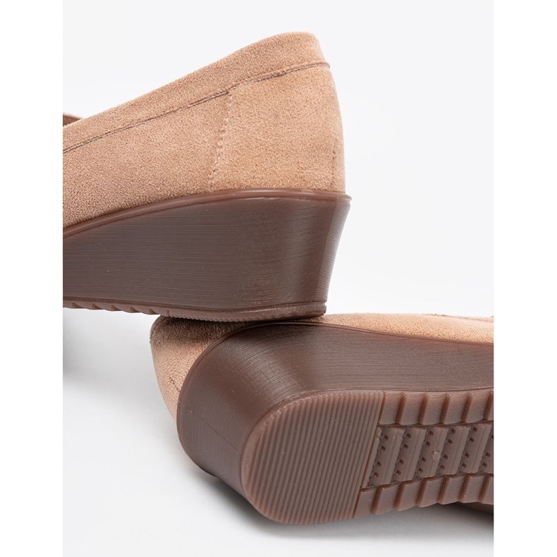 Shelvt Beige shoes for suede wedges 2