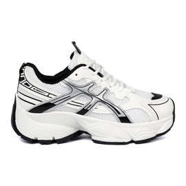 Shelvt White and white comfortable sneakers with a mesh 2