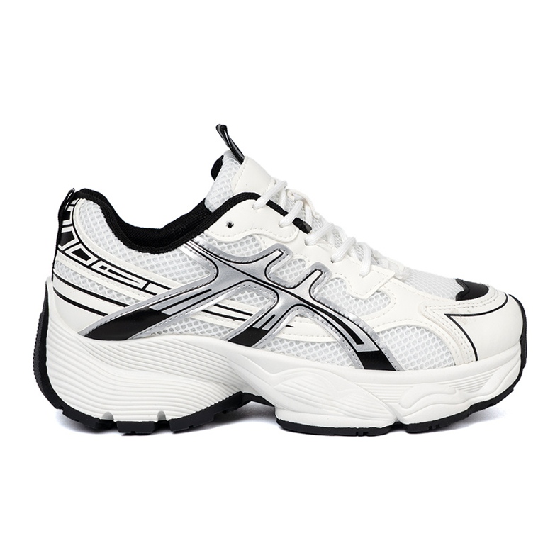 Shelvt White and white comfortable sneakers with a mesh 2