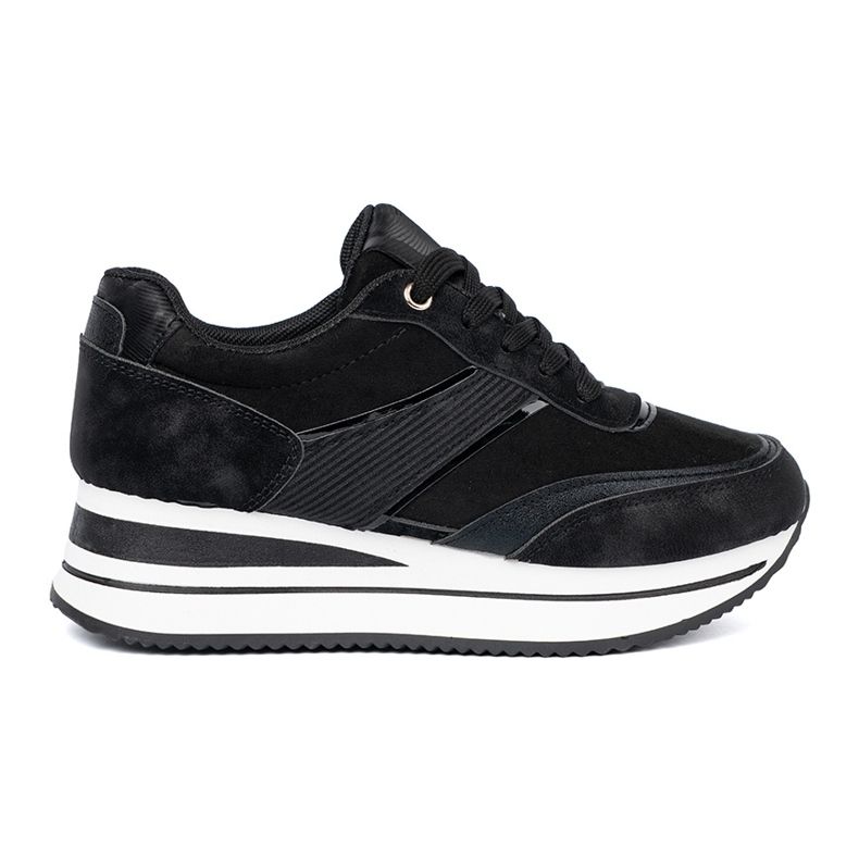 Shelvt Modern black sneakers with shiny inserts 2