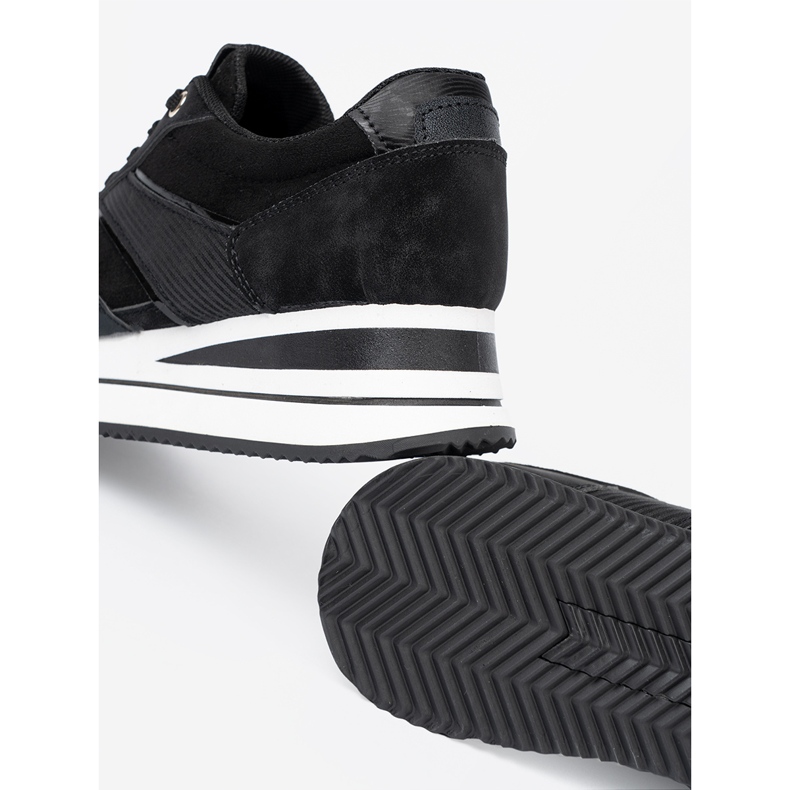 Shelvt Modern black sneakers with shiny inserts 1