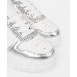 Shelvt White and silver sneakers with shimmering details multicolored 1