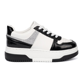 Shelvt Black and white sneakers with shimmering silver details 2 Shelvt Black and white sneakers with shimmering silver details 2