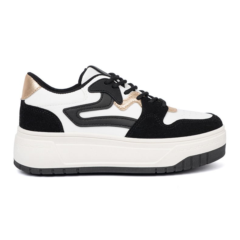 Shelvt Black and white sneakers with golden details 2