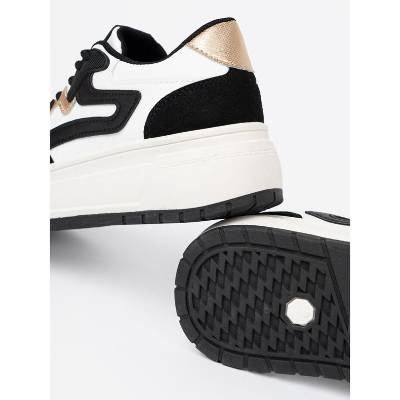 Shelvt Black and white sneakers with golden details 1