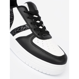 Shelvt Stylish black and white sneakers with glitter inserts 1