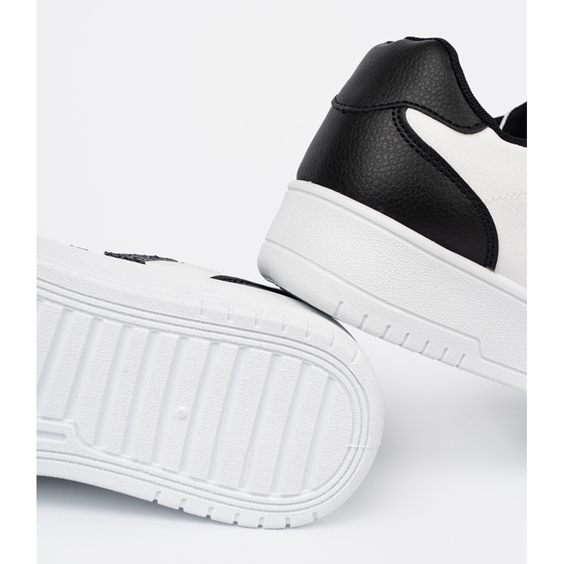 Shelvt Stylish black and white sneakers with glitter inserts 2