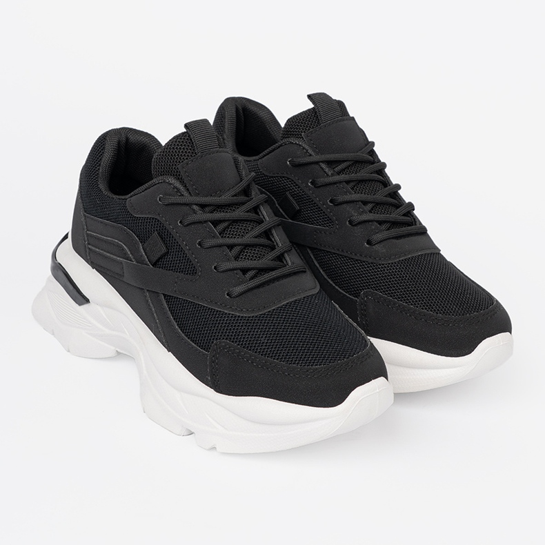 Shelvt Black sports sneakers on a thick white sole 2