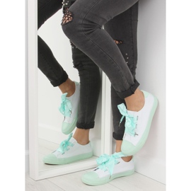DC11 WHITE / GREEN white and mint sneakers with ribbons 1