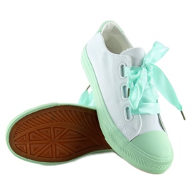 DC11 WHITE / GREEN white and mint sneakers with ribbons 2