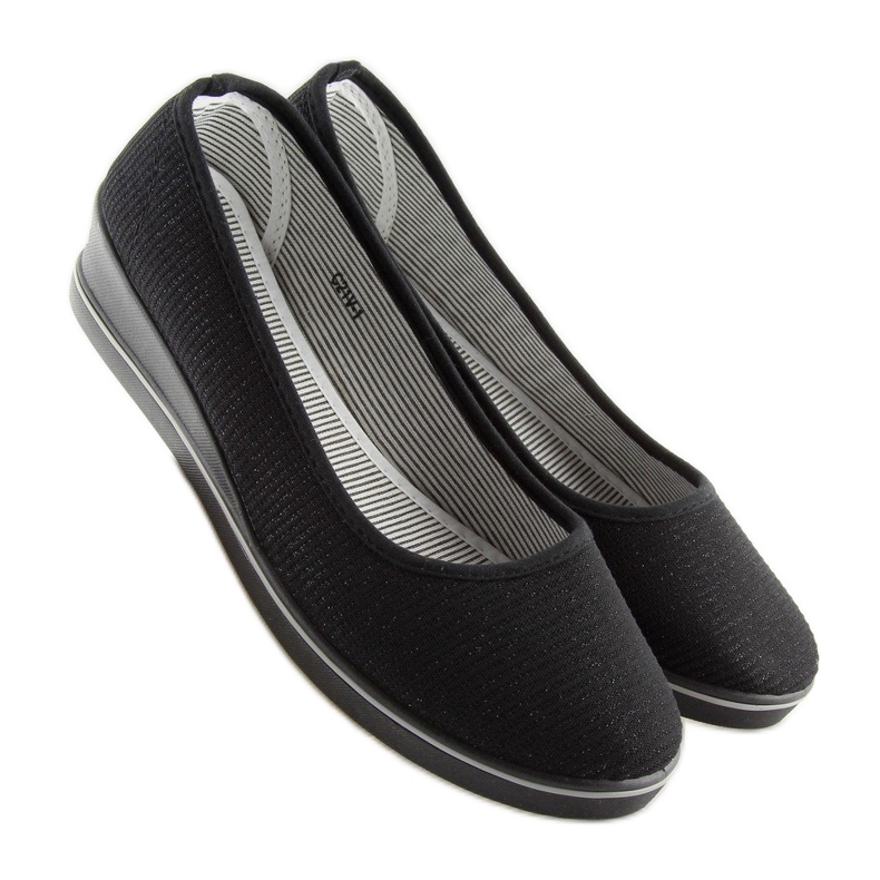 Black c21v black wedge ballerinas 1