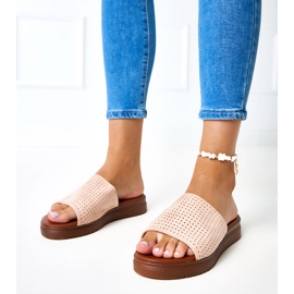 Pink slippers with an openwork upper from Idabel 1