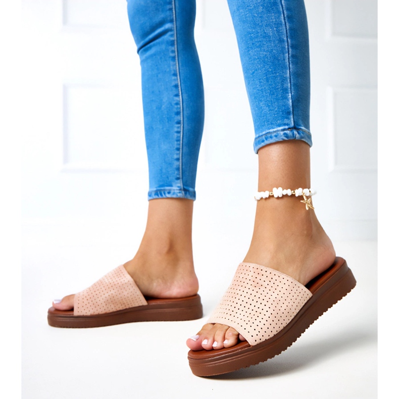 Pink slippers with an openwork upper from Idabel 2