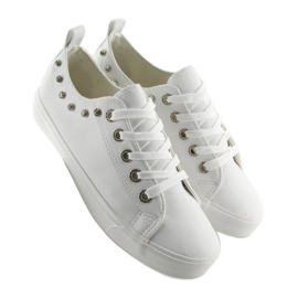 White sneakers with cubic zirconia BL122p White 2