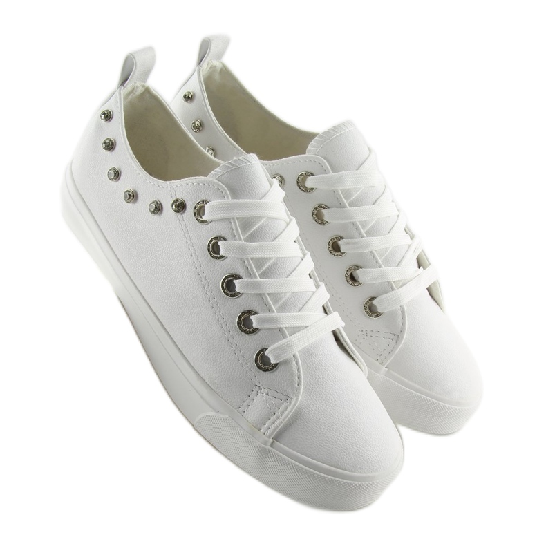 White sneakers with cubic zirconia BL122p White 2