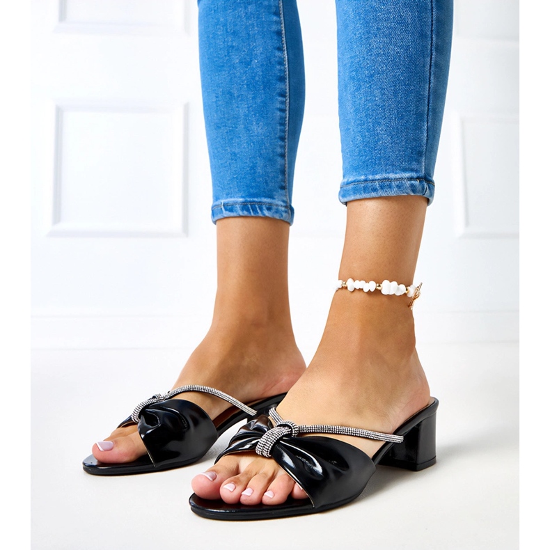 High heel mules decorated with Anbrani zircons black 2 High heel mules decorated with Anbrani zircons black 2