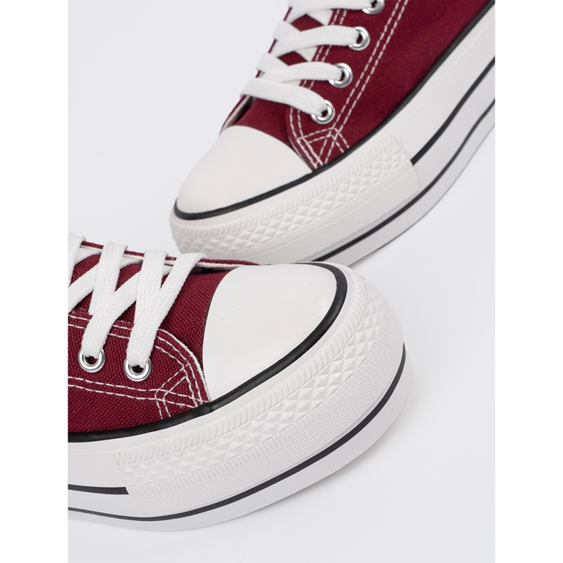 Shelvt Women's burgundy sneakers on the platform red 1 Shelvt Women's burgundy sneakers on the platform red 1