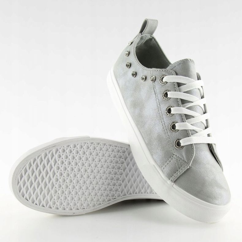 Gray BL122p Gray sneakers with cubic zirconia grey 1