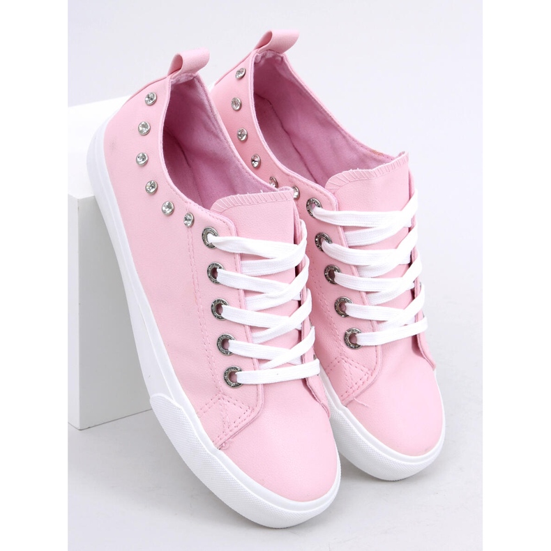 Sneakers with pink cubic zirconias BL122p Pink 1