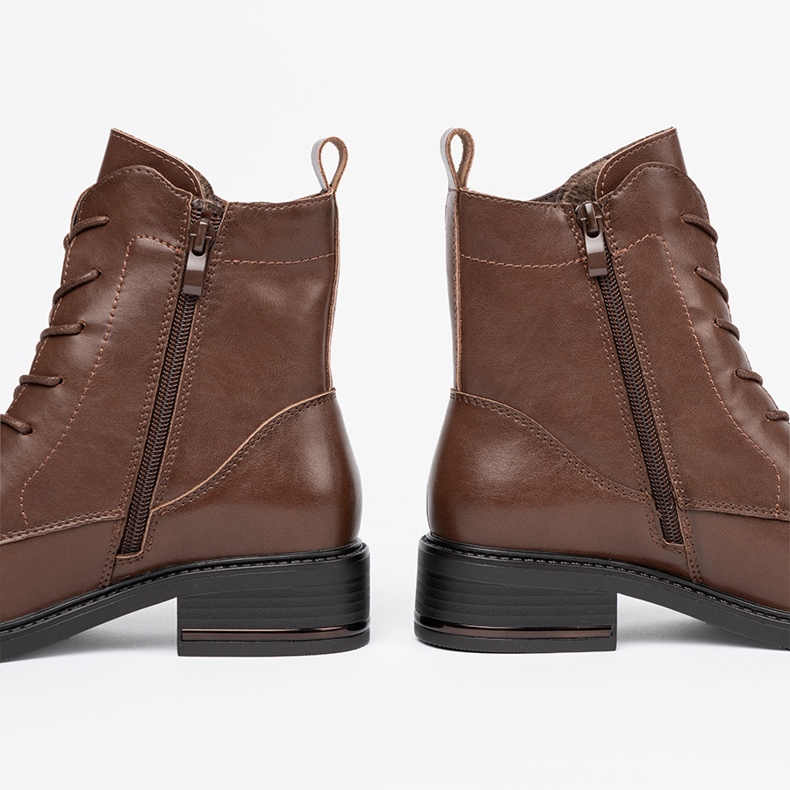 Brown lace -up boots with a low heel Sergio Leone 1