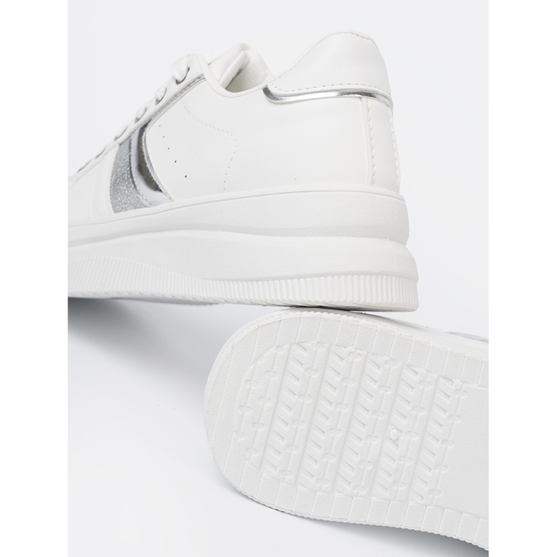 Shelvt White sneakers with a metallic silver accent 2 Shelvt White sneakers with a metallic silver accent 2