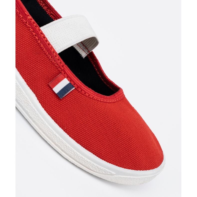 Shelvt Light red shoes with a flexible strap 1