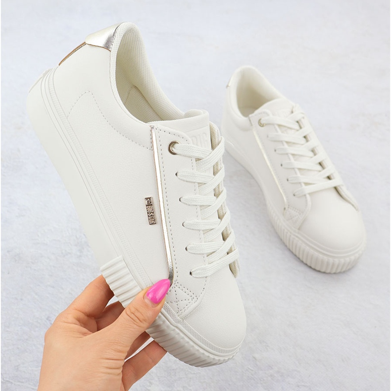 Women's sneakers with eco -leather beige big star ss274027 1