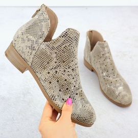 Women's openwork boots, beige vinceza 58608 1