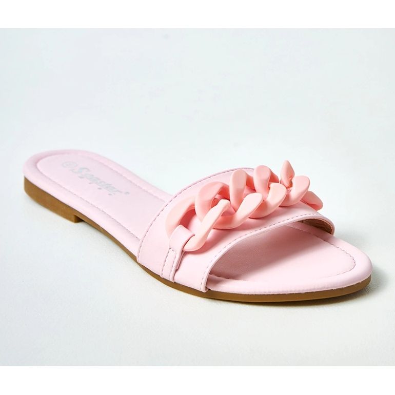 Pink flip-flops with a matte Aliyan chain 2